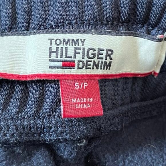 Tommy Hilfiger Blue Logo Tape Microfleece Track Pants Size Small Streetwear - Picture 9 of 11